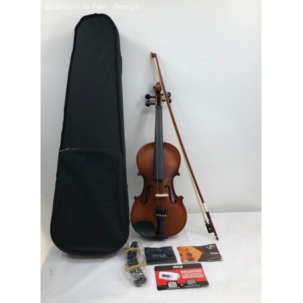Pyle Plywood Violin Stringed Instrument Student Grade Violin W/ Accessory Kit